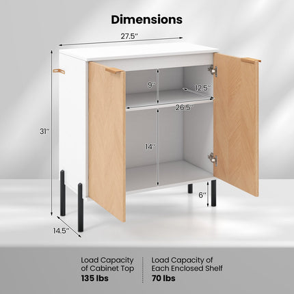 2-Door Buffet Cabinet Sideboard with Shelf and Metal Legs