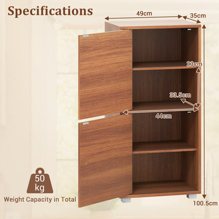 2-Tier Modern Style Nightstand with Drawer and Open Shelf-Walnut