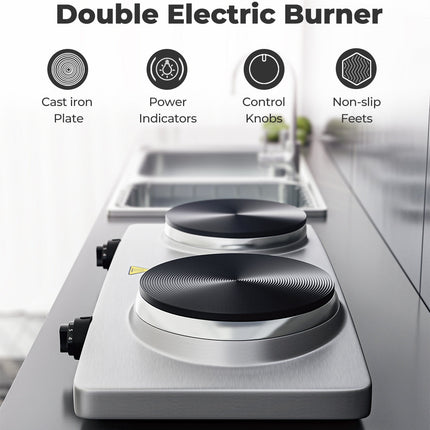 1800W Double Hot Plate Electric Countertop Burner