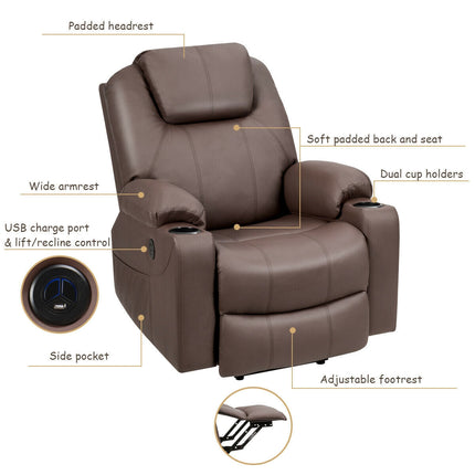Electric Power Lift Leather Massage Sofa