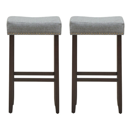 Set of 2 Nailhead Saddle Bar Stools 29 Inch Height