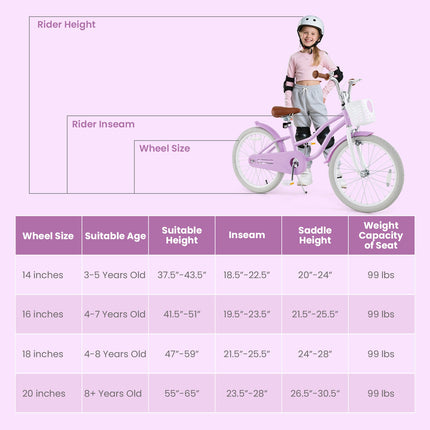 20 Inch Adjustable Kids Bike with 2 Brake System