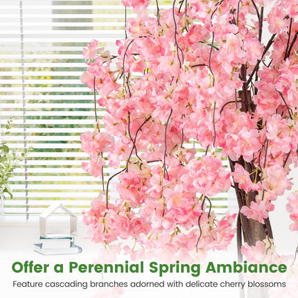 5.5 FT Tall Artificial Cherry Blossom Tree with Pink/White Flowers 2 Pack