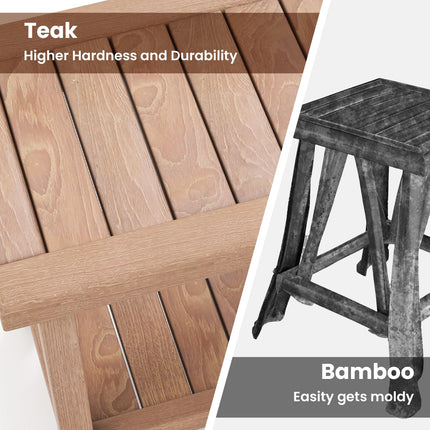 21 Inches Teak Shower Bench with Storage Shelf