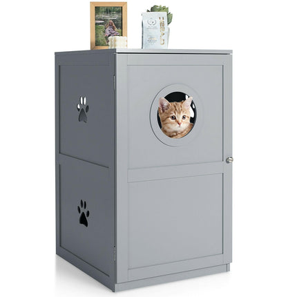 2-tier Litter Hidden Cat House With Anti-toppling Device