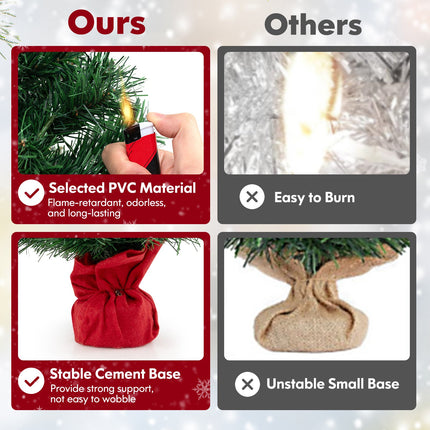 24 Inch Mini Pre-Lit Christmas Tree Small Tabletop Fir Xmas Tree