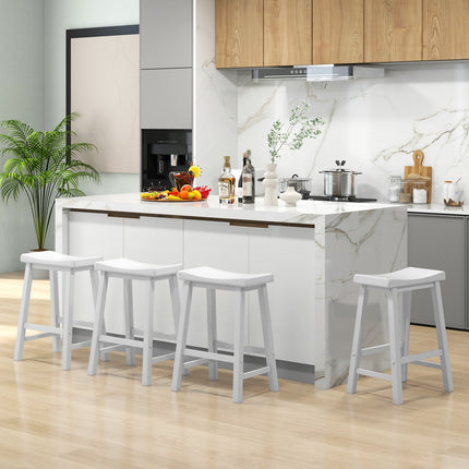 Set of 2 24 Inch Counter Height Stools with Solid Wood Legs