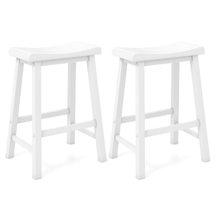 Set of 2 24 Inch Counter Height Stools with Solid Wood Legs