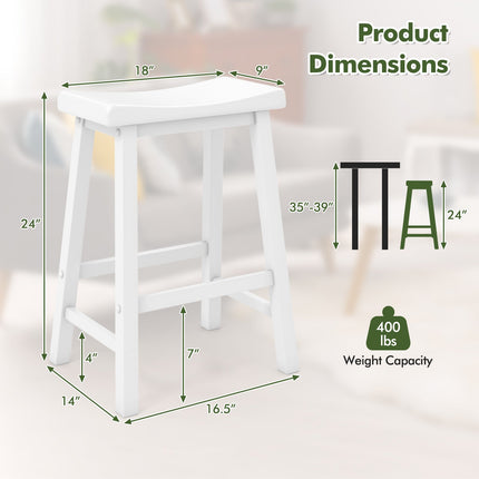 Set of 2 24 Inch Counter Height Stools with Solid Wood Legs
