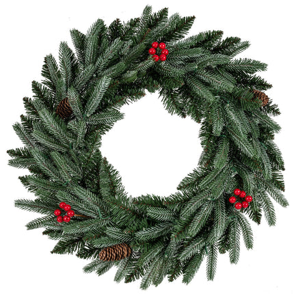 24‚Äù Pre-lit Christmas Wreath Set of 2 Front Door Artificial Xmas Wreath with 90 Frosted Branch Tips