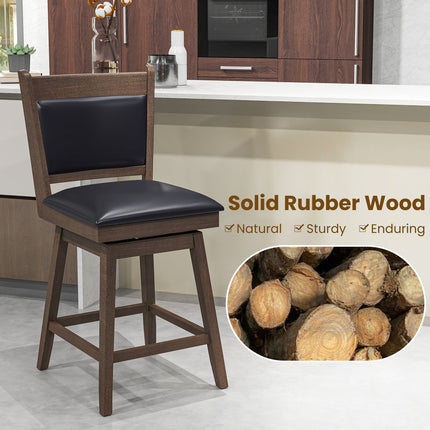 25/29 Inch Padded Bar Stools Set of 2 with Swivel Seat and Footrest