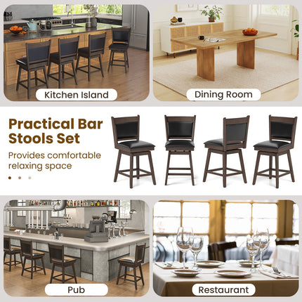 25/29 Inch Padded Bar Stools Set of 2 with Swivel Seat and Footrest