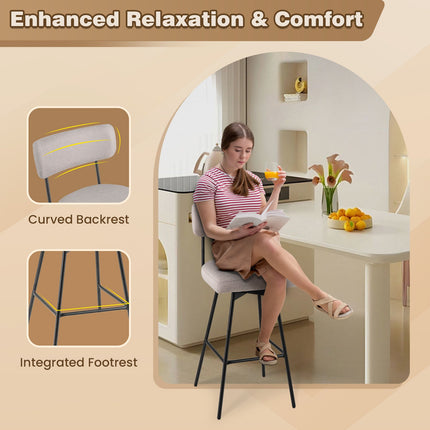 29 Inch Counter Height Upholstered Swivel Bar Stool Set of 2