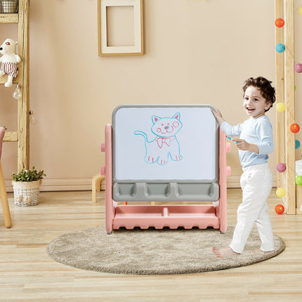 2 in 1 Kids Easel Table and Chair Set with Adjustable Art Painting Board