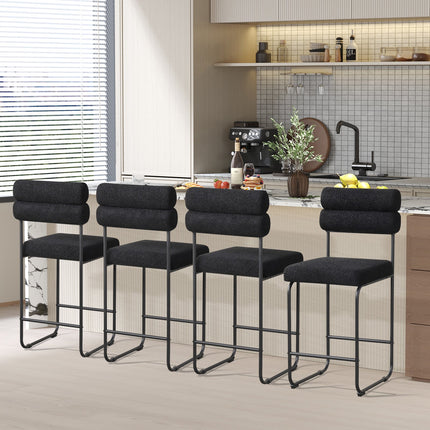 26 Inch Counter Height Bar Stools Set of 2 with Metal Frame and Footrest