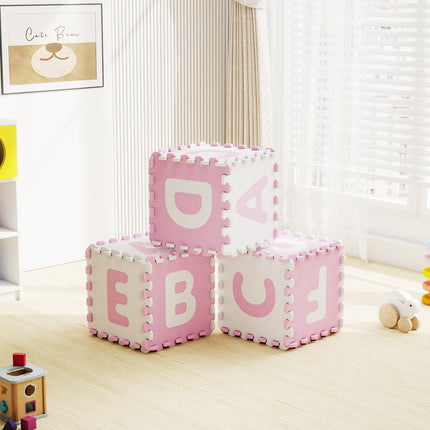 26 Pieces Interlocking ABC Play Mats with Detachable Letters
