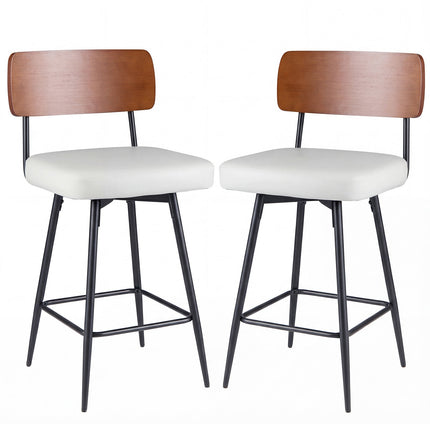 27 Inch Padded Counter Barstools Set of 2 with Metal Legs