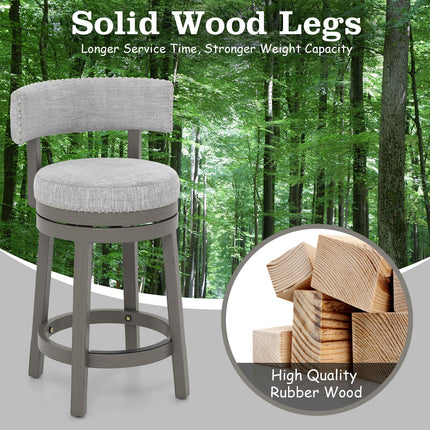 27/31 Inch Swivel Bar Stool with Upholstered Back Seat and Footrest