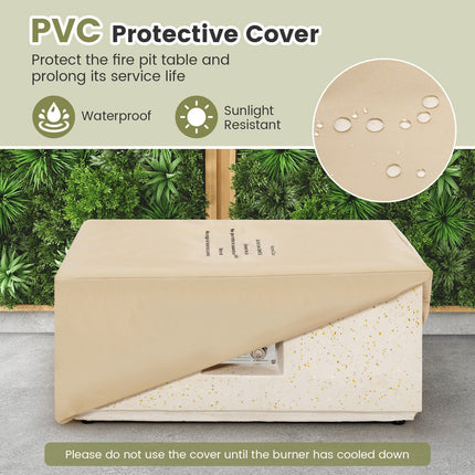 28 Inch 40000 BTU Square Propane Gas Fire Pit with PVC Cover-White