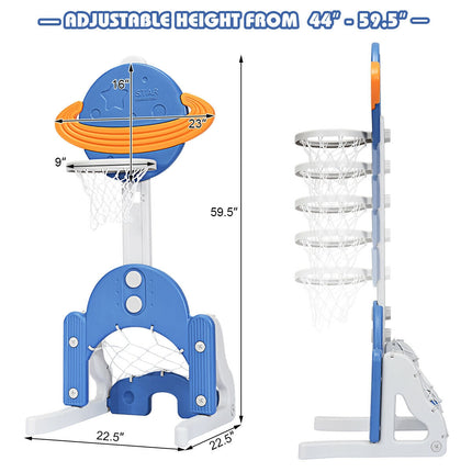 3 in 1 Height Adjustable Kids Basketball Hoop Set with Balls