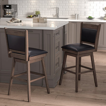 25/29 Inch Padded Bar Stools Set of 2 with Swivel Seat and Footrest