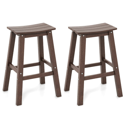 29 Inch HDPE Patio Bar Stool Set of 2 Armless Saddle Stools