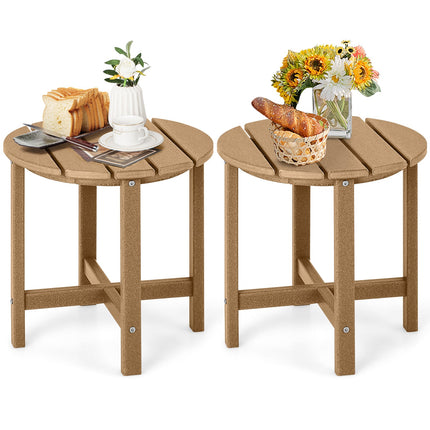 Set of 2 18 Inch Round Weather-Resistant Adirondack Side Tables