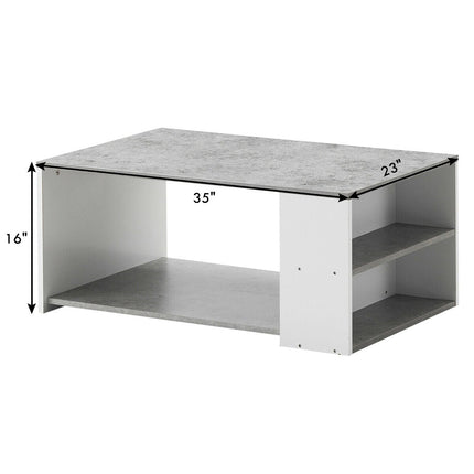 Coffee Table Sofa Side Table with Storage Shelves