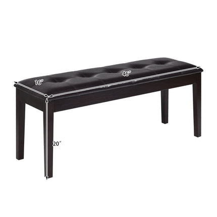 Upholstered Dining Room PU Bench Solid Wood Button Tufted