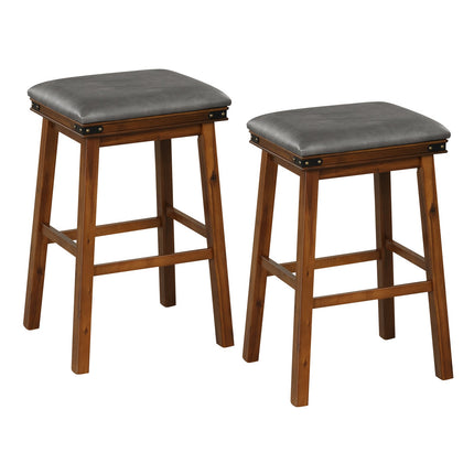 Set of 2 24/30 Inch Dining Bar Stool with Rubber Wood