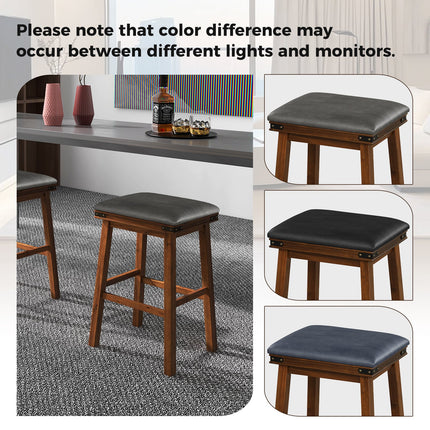 Set of 2 24/30 Inch Dining Bar Stool with Rubber Wood