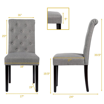 2 Pieces Tufted Dining Chair Set with Adjustable Anti-Slip Foot Pads