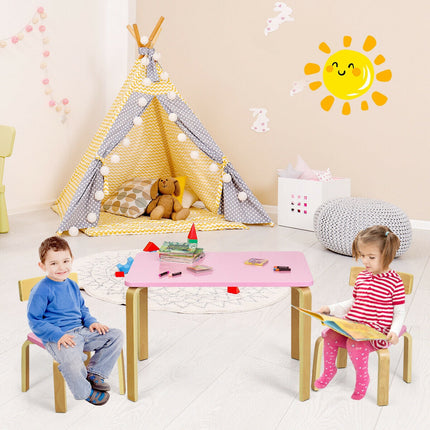 3 Piece Kids Wooden Activity Table and 2 Chairs Set