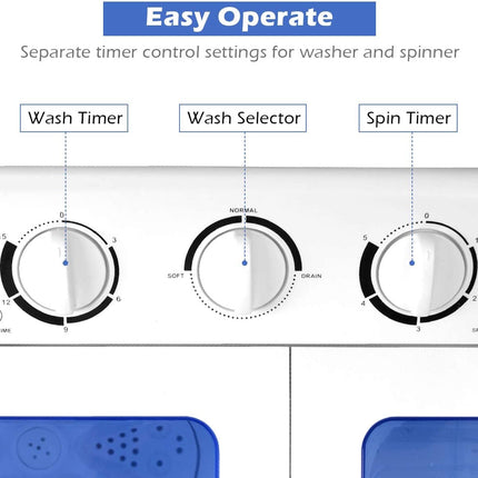 20 lbs Compact Twin Tub Washing Machine for Home Use