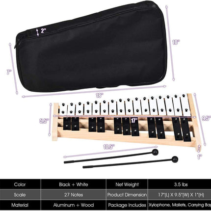 27 Note Glockenspiel Xylophone with 2 Rubber Mallets