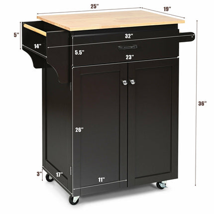 Utility Rolling Storage Cabinet Kitchen Island Cart with Spice Rack