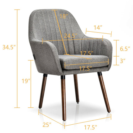 Set of 2 Fabric Upholstered Accent Chairs with Wooden Legs