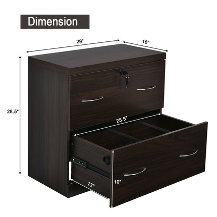 2-Drawer File Cabinet with Lock Hinging Bar Letter and Legal Size