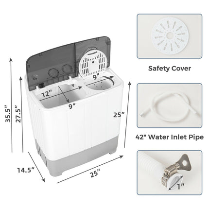 2-in-1 Portable 22lbs Capacity Washing Machine with Timer Control