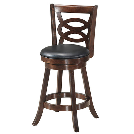 Counter Height Upholstered Espresso Swivel Dining Chair with Cushion Seat