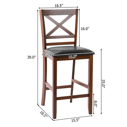 Set of 2 Bar Stools 25 Inch Counter Height Chairs with