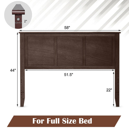Full Wood Headboard Flat Panel with Pre-drilled Holes and Height Adjustment