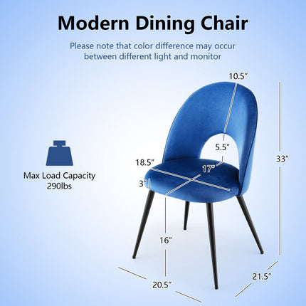 Dining Chair Set of 2 with Metal Base and Adjustable Pads