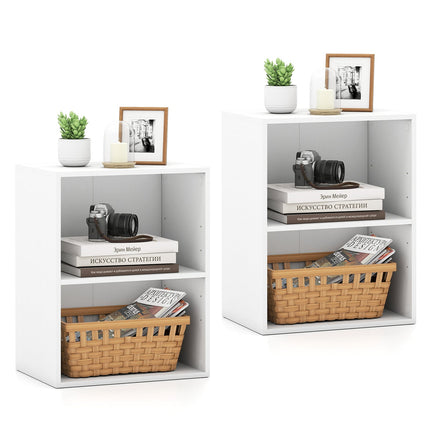 2-Cube Bookcase Set of 2 Floor Standing Open Bookshelf w/ 5-Position Adjustable Shelf