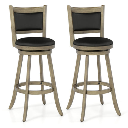 Set of 2 29 Inch Swivel Bar Height Stool Wood Dining Chair Barstool