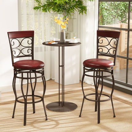 Set of 2 30 Inch Bar Stool with Backrest and Footrest