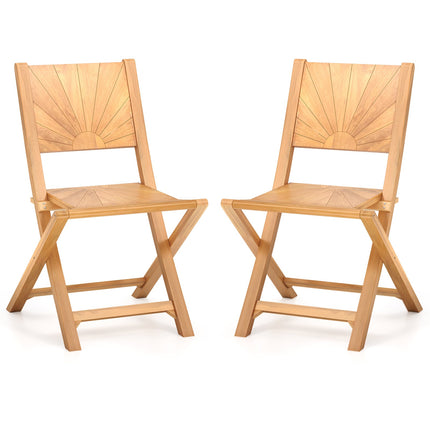 2 Pieces Folding Patio Chairs with Inclined Backrest