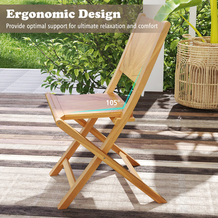 2 Pieces Folding Patio Chairs with Inclined Backrest