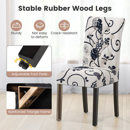 2 Pieces Tufted Dining Chair Set with Adjustable Anti-Slip Foot Pads