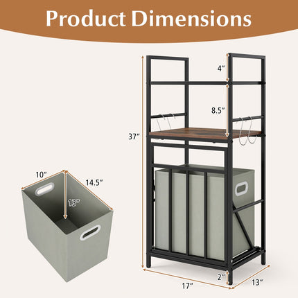 2-Tier Laundry Hamper with Tilt-out Basket-Black